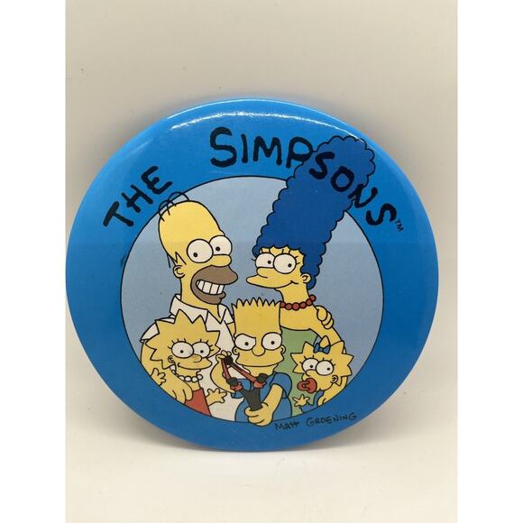 The Simpsons Vintage 1989 Large 6" Button Pin Homer Marge Bart Lisa Maggie - Picture 2 of 4